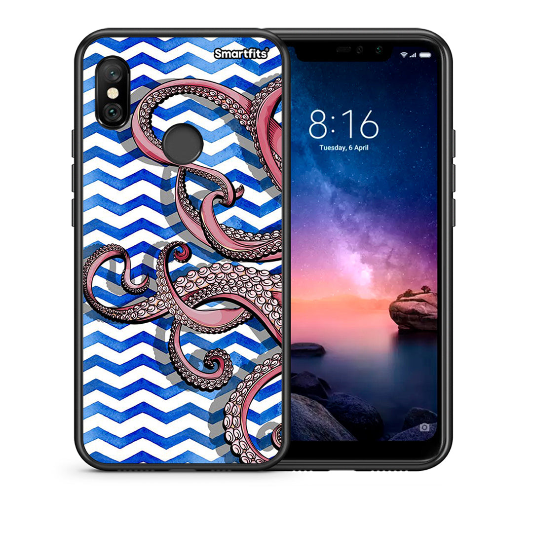 Θήκη Xiaomi Redmi Note 6 Pro Chevron Devilfish από τη Smartfits με σχέδιο στο πίσω μέρος και μαύρο περίβλημα | Xiaomi Redmi Note 6 Pro Chevron Devilfish case with colorful back and black bezels