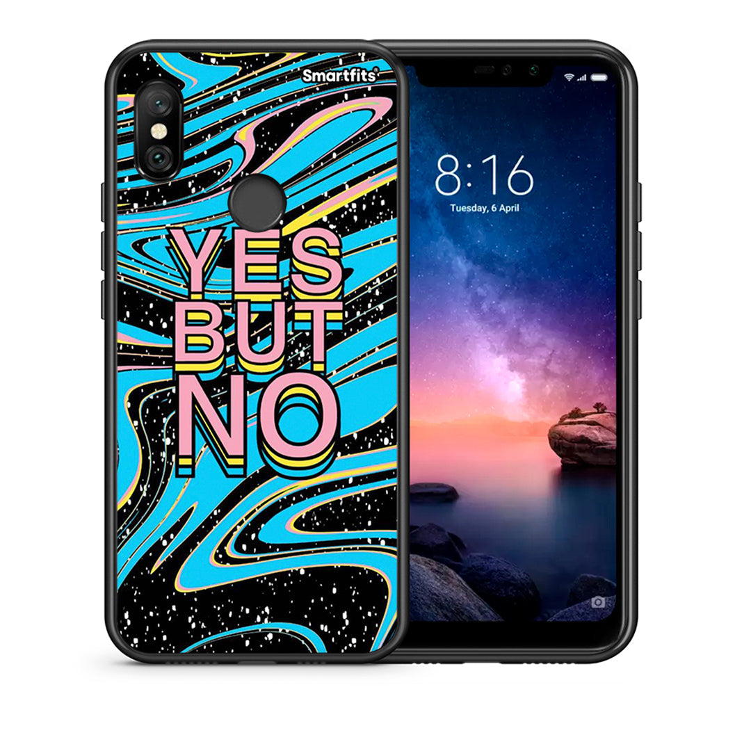 Θήκη Xiaomi Redmi Note 6 Pro Yes But No από τη Smartfits με σχέδιο στο πίσω μέρος και μαύρο περίβλημα | Xiaomi Redmi Note 6 Pro Yes But No case with colorful back and black bezels