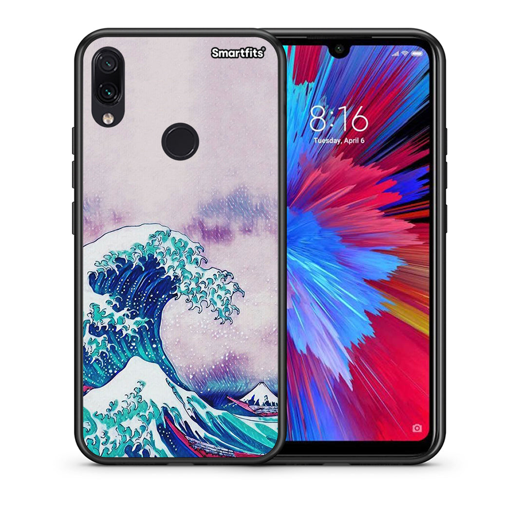 Θήκη Xiaomi Redmi Note 7 Blue Waves από τη Smartfits με σχέδιο στο πίσω μέρος και μαύρο περίβλημα | Xiaomi Redmi Note 7 Blue Waves case with colorful back and black bezels