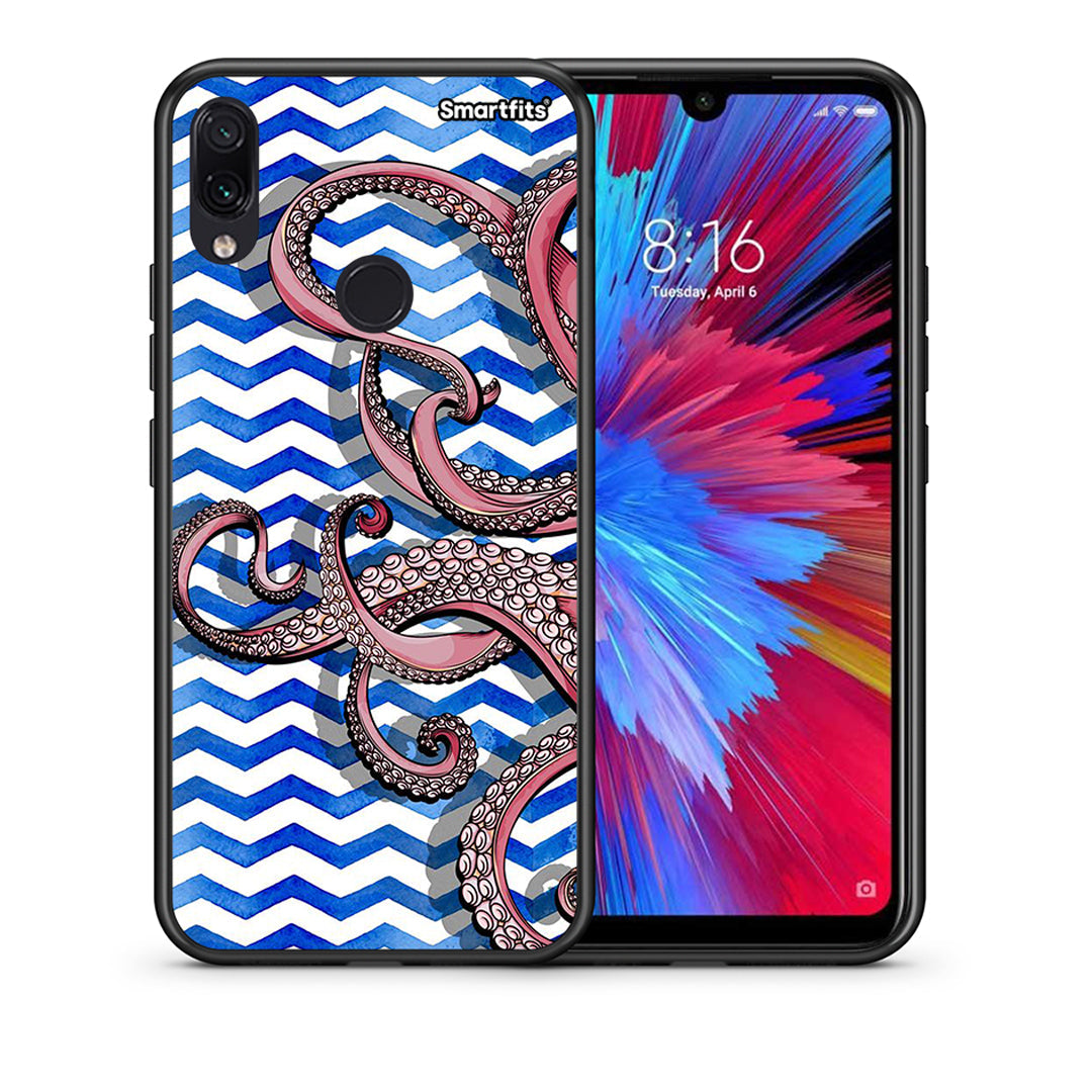 Θήκη Xiaomi Redmi Note 7 Chevron Devilfish από τη Smartfits με σχέδιο στο πίσω μέρος και μαύρο περίβλημα | Xiaomi Redmi Note 7 Chevron Devilfish case with colorful back and black bezels