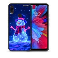 Thumbnail for Θήκη Xiaomi Redmi Note 7 Christmas Neon Snowman από τη Smartfits με σχέδιο στο πίσω μέρος και μαύρο περίβλημα | Xiaomi Redmi Note 7 Christmas Neon Snowman case with colorful back and black bezels