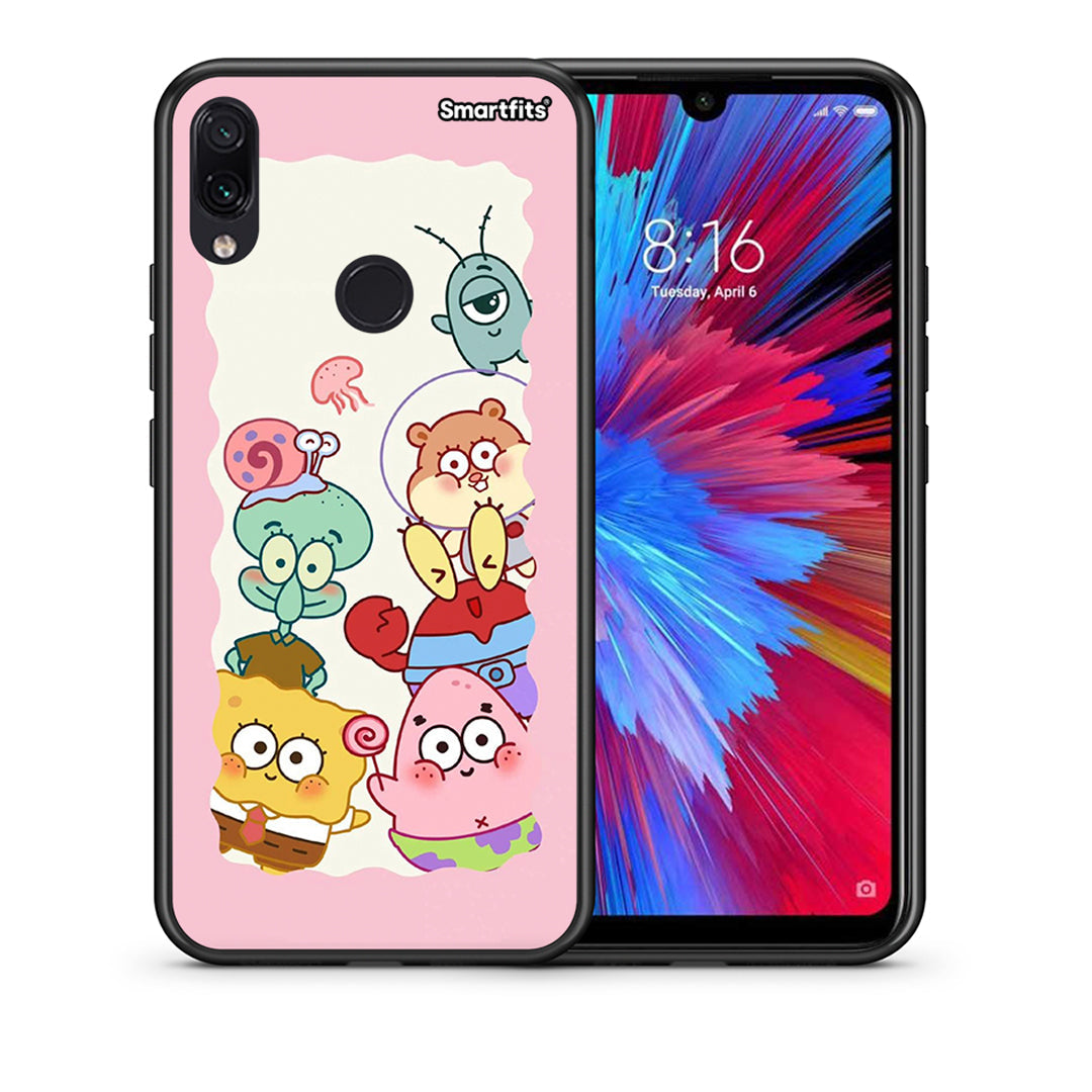 Θήκη Xiaomi Redmi Note 7 Cute Companion από τη Smartfits με σχέδιο στο πίσω μέρος και μαύρο περίβλημα | Xiaomi Redmi Note 7 Cute Companion case with colorful back and black bezels