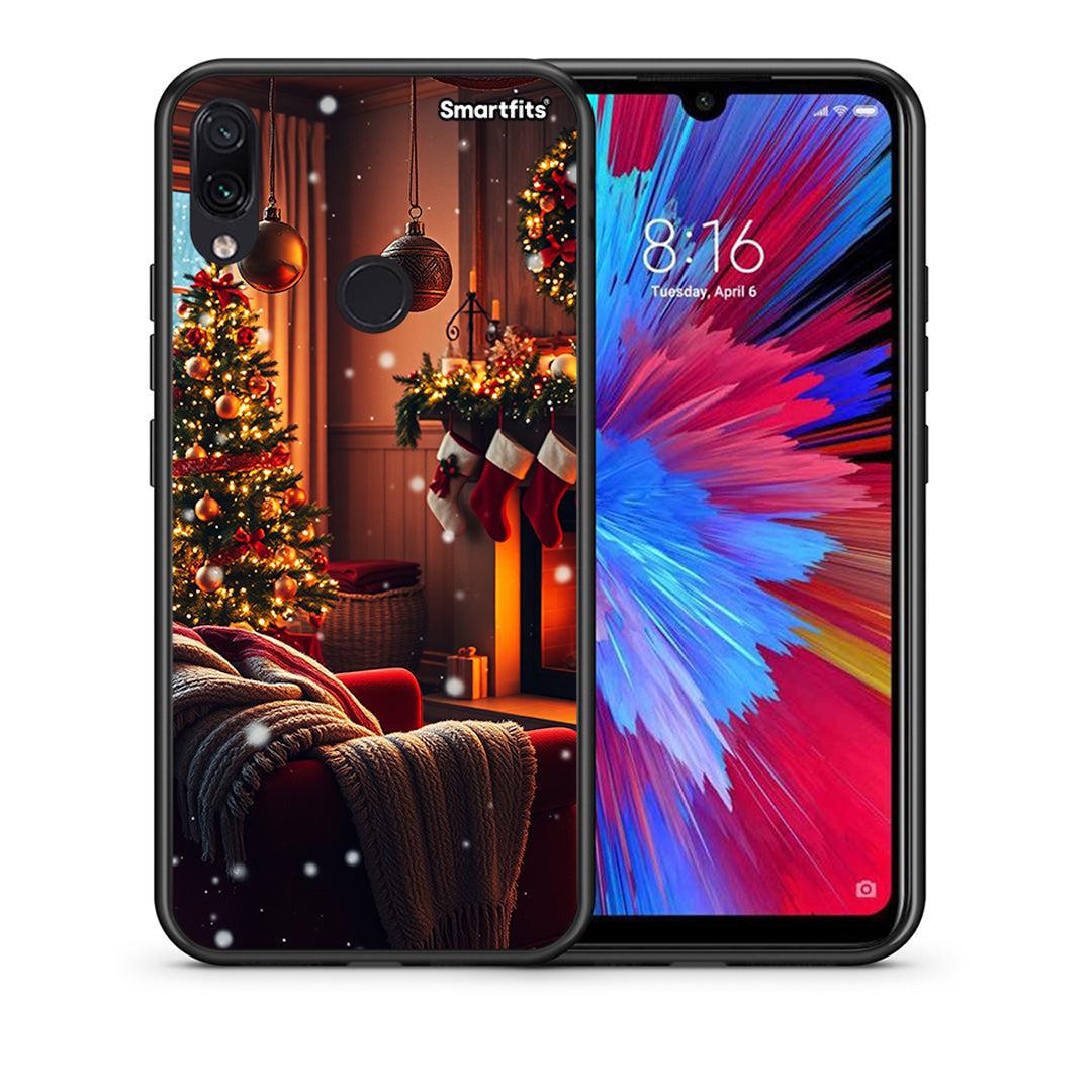 Θήκη Xiaomi Redmi Note 7 Home For Christmas από τη Smartfits με σχέδιο στο πίσω μέρος και μαύρο περίβλημα | Xiaomi Redmi Note 7 Home For Christmas case with colorful back and black bezels