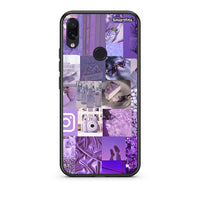 Thumbnail for Xiaomi Redmi Note 7 Purple Aesthetic Collage θήκη από τη Smartfits με σχέδιο στο πίσω μέρος και μαύρο περίβλημα | Smartphone case with colorful back and black bezels by Smartfits