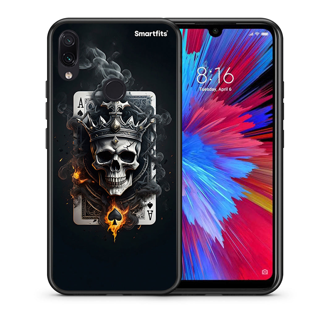 Θήκη Xiaomi Redmi Note 7 Skull King Ace από τη Smartfits με σχέδιο στο πίσω μέρος και μαύρο περίβλημα | Xiaomi Redmi Note 7 Skull King Ace case with colorful back and black bezels