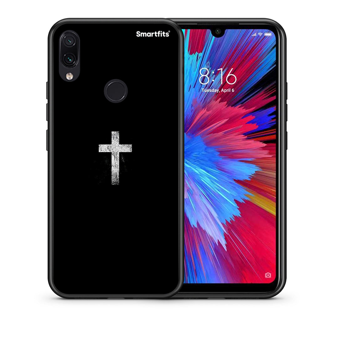 Θήκη Xiaomi Redmi Note 7 White Cross από τη Smartfits με σχέδιο στο πίσω μέρος και μαύρο περίβλημα | Xiaomi Redmi Note 7 White Cross case with colorful back and black bezels