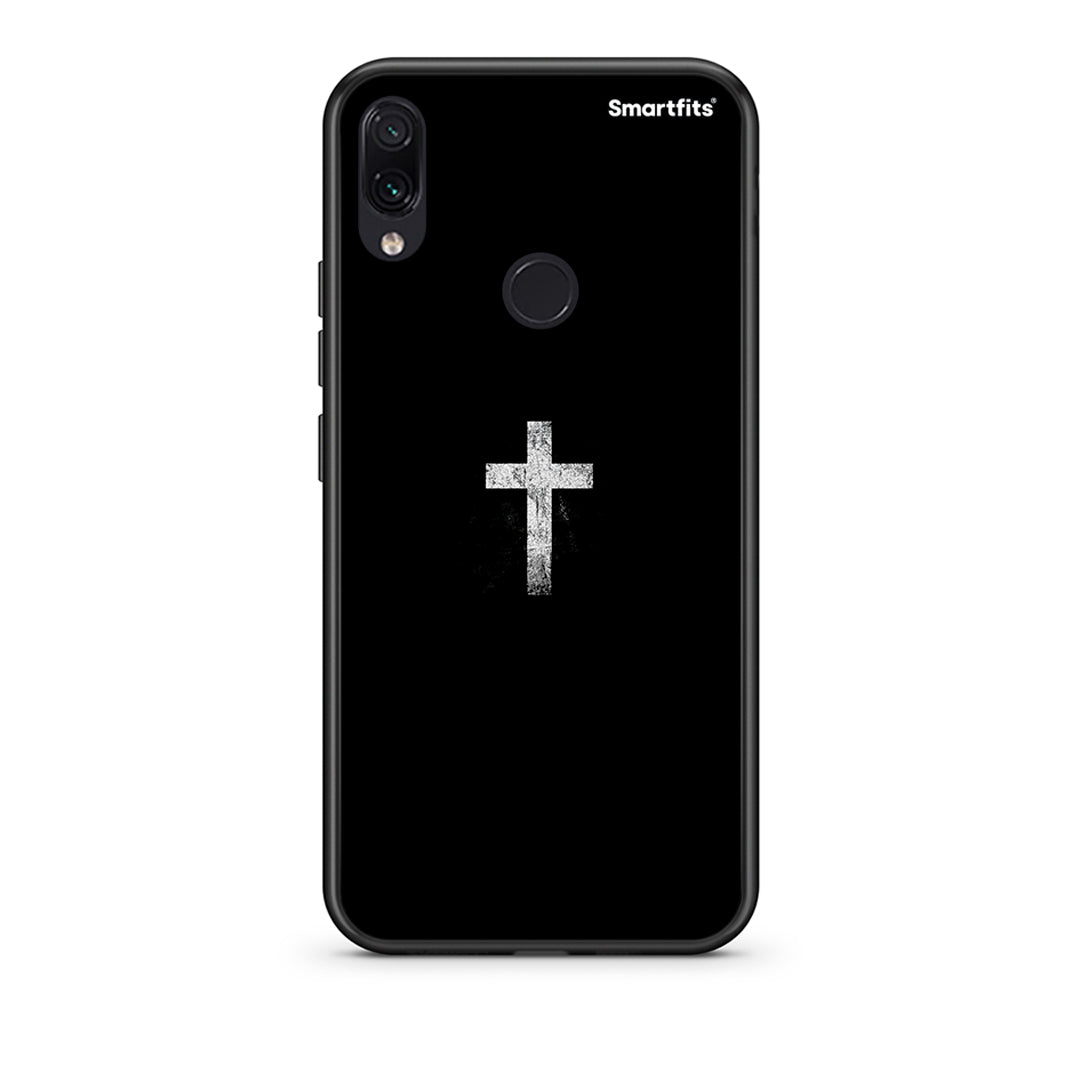 Xiaomi Redmi Note 7 White Cross θήκη από τη Smartfits με σχέδιο στο πίσω μέρος και μαύρο περίβλημα | Smartphone case with colorful back and black bezels by Smartfits