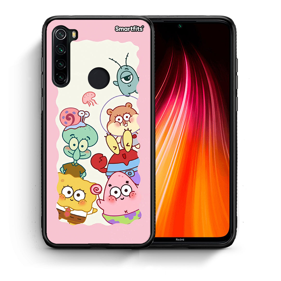 Θήκη Xiaomi Redmi Note 8 Cute Companion από τη Smartfits με σχέδιο στο πίσω μέρος και μαύρο περίβλημα | Xiaomi Redmi Note 8 Cute Companion case with colorful back and black bezels