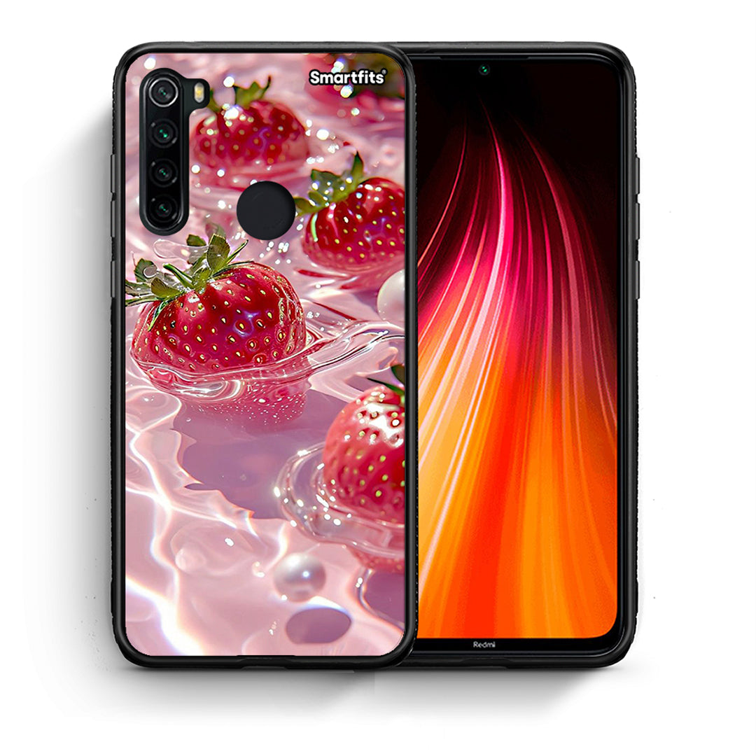 Θήκη Xiaomi Redmi Note 8 Juicy Strawberries από τη Smartfits με σχέδιο στο πίσω μέρος και μαύρο περίβλημα | Xiaomi Redmi Note 8 Juicy Strawberries case with colorful back and black bezels