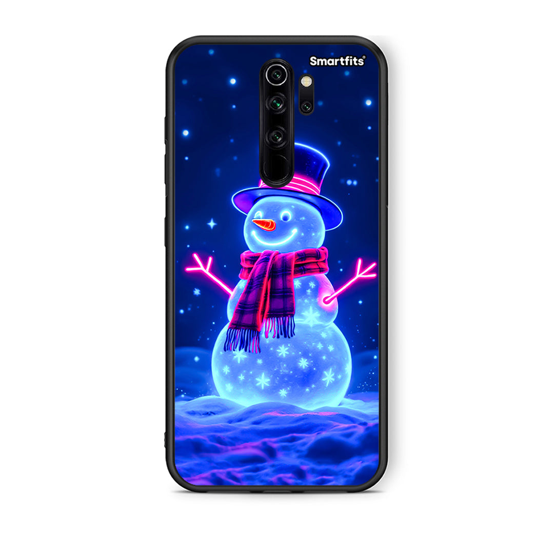 Xiaomi Redmi Note 8 Pro Christmas Neon Snowman θήκη από τη Smartfits με σχέδιο στο πίσω μέρος και μαύρο περίβλημα | Smartphone case with colorful back and black bezels by Smartfits