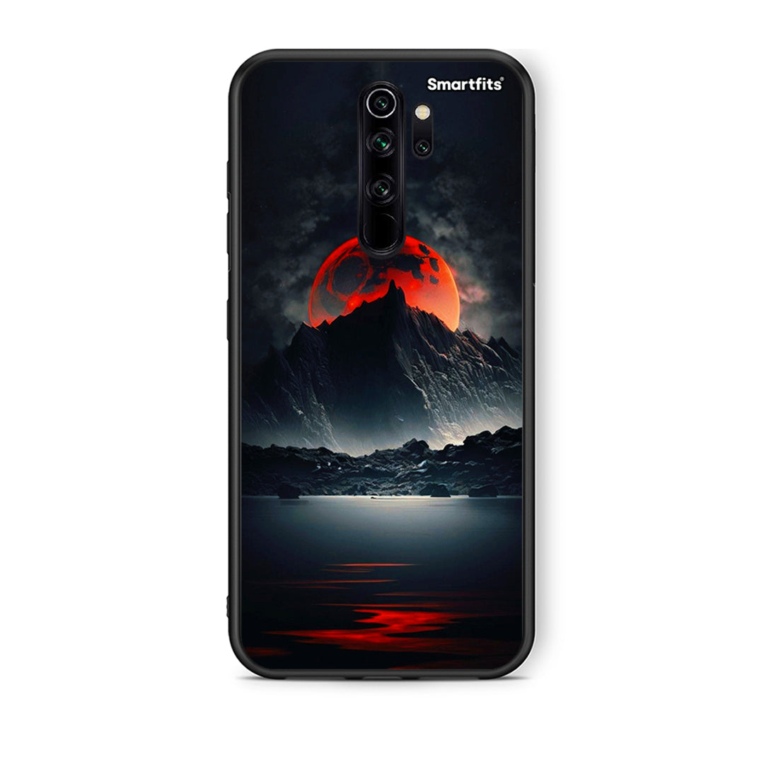 Xiaomi Redmi Note 8 Pro Red Full Moon θήκη από τη Smartfits με σχέδιο στο πίσω μέρος και μαύρο περίβλημα | Smartphone case with colorful back and black bezels by Smartfits