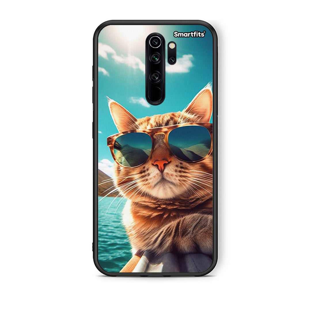 Xiaomi Redmi Note 8 Pro Summer Cat θήκη από τη Smartfits με σχέδιο στο πίσω μέρος και μαύρο περίβλημα | Smartphone case with colorful back and black bezels by Smartfits