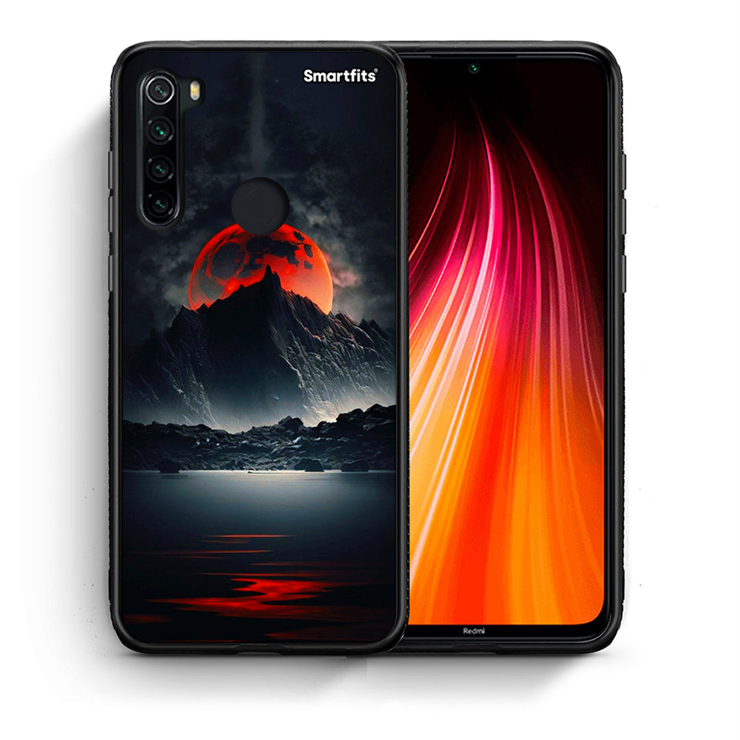 Θήκη Xiaomi Redmi Note 8 Red Full Moon από τη Smartfits με σχέδιο στο πίσω μέρος και μαύρο περίβλημα | Xiaomi Redmi Note 8 Red Full Moon case with colorful back and black bezels