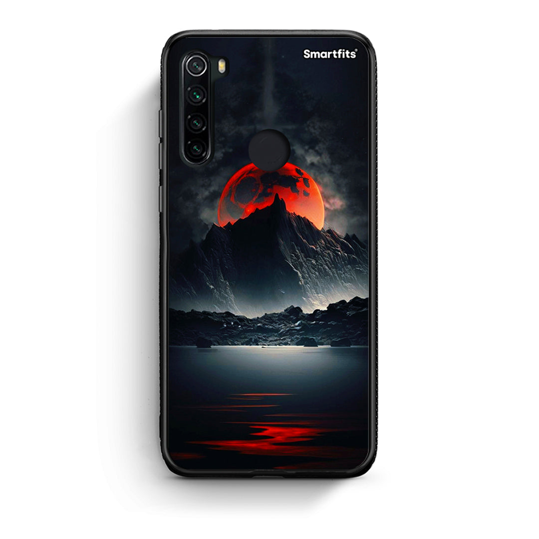 Xiaomi Redmi Note 8 Red Full Moon θήκη από τη Smartfits με σχέδιο στο πίσω μέρος και μαύρο περίβλημα | Smartphone case with colorful back and black bezels by Smartfits