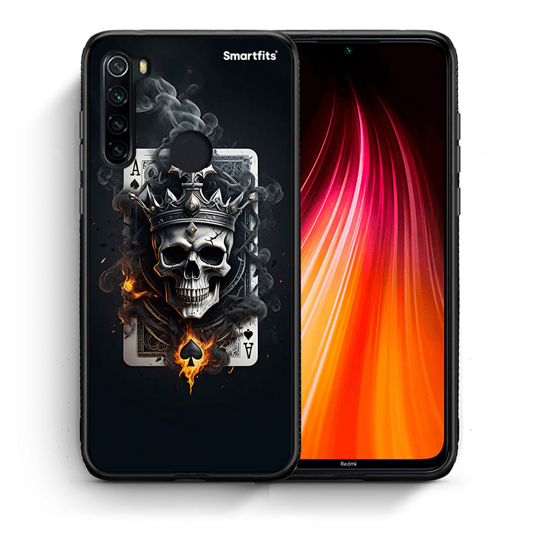 Θήκη Xiaomi Redmi Note 8 Skull King Ace από τη Smartfits με σχέδιο στο πίσω μέρος και μαύρο περίβλημα | Xiaomi Redmi Note 8 Skull King Ace case with colorful back and black bezels