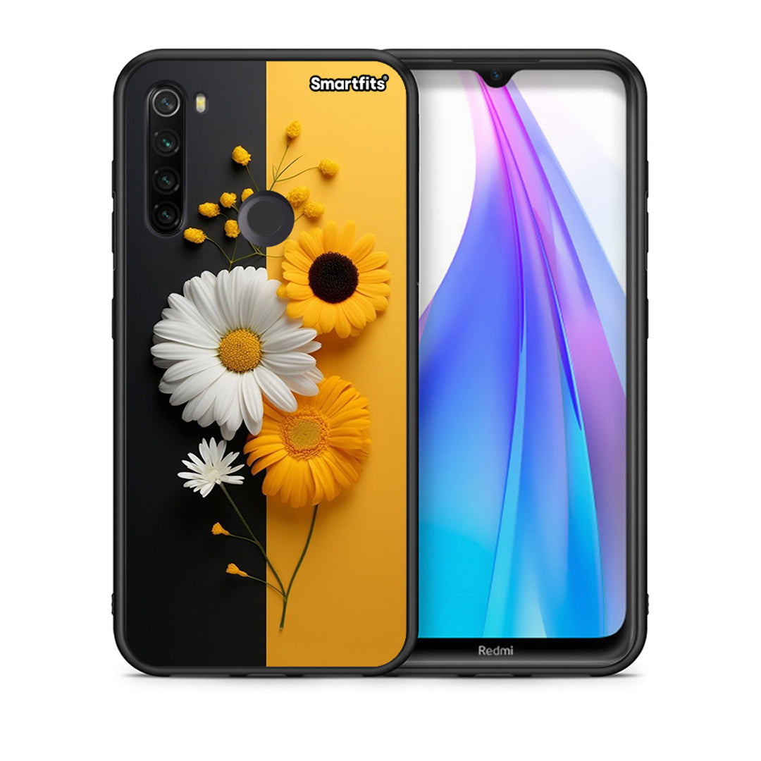 Θήκη Xiaomi Redmi Note 8T Yellow Daisies από τη Smartfits με σχέδιο στο πίσω μέρος και μαύρο περίβλημα | Xiaomi Redmi Note 8 Yellow Daisies case with colorful back and black bezels