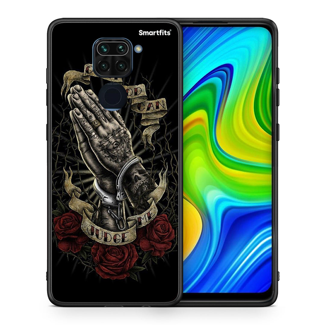 Θήκη Xiaomi Redmi Note 9 Judge By God από τη Smartfits με σχέδιο στο πίσω μέρος και μαύρο περίβλημα | Xiaomi Redmi Note 9 Judge By God case with colorful back and black bezels