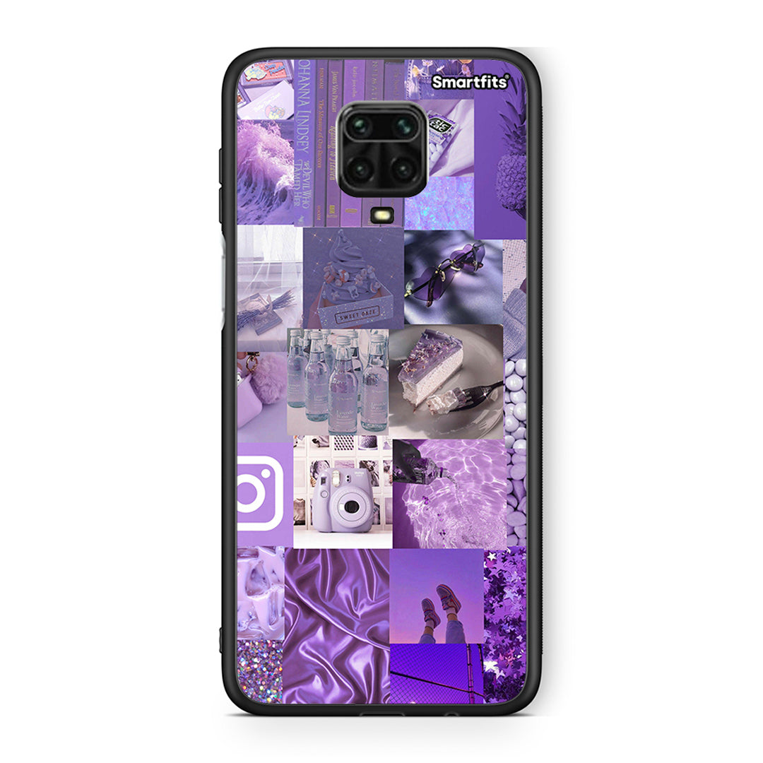 Xiaomi Redmi Note 9S / 9 Pro Purple Aesthetic Collage θήκη από τη Smartfits με σχέδιο στο πίσω μέρος και μαύρο περίβλημα | Smartphone case with colorful back and black bezels by Smartfits