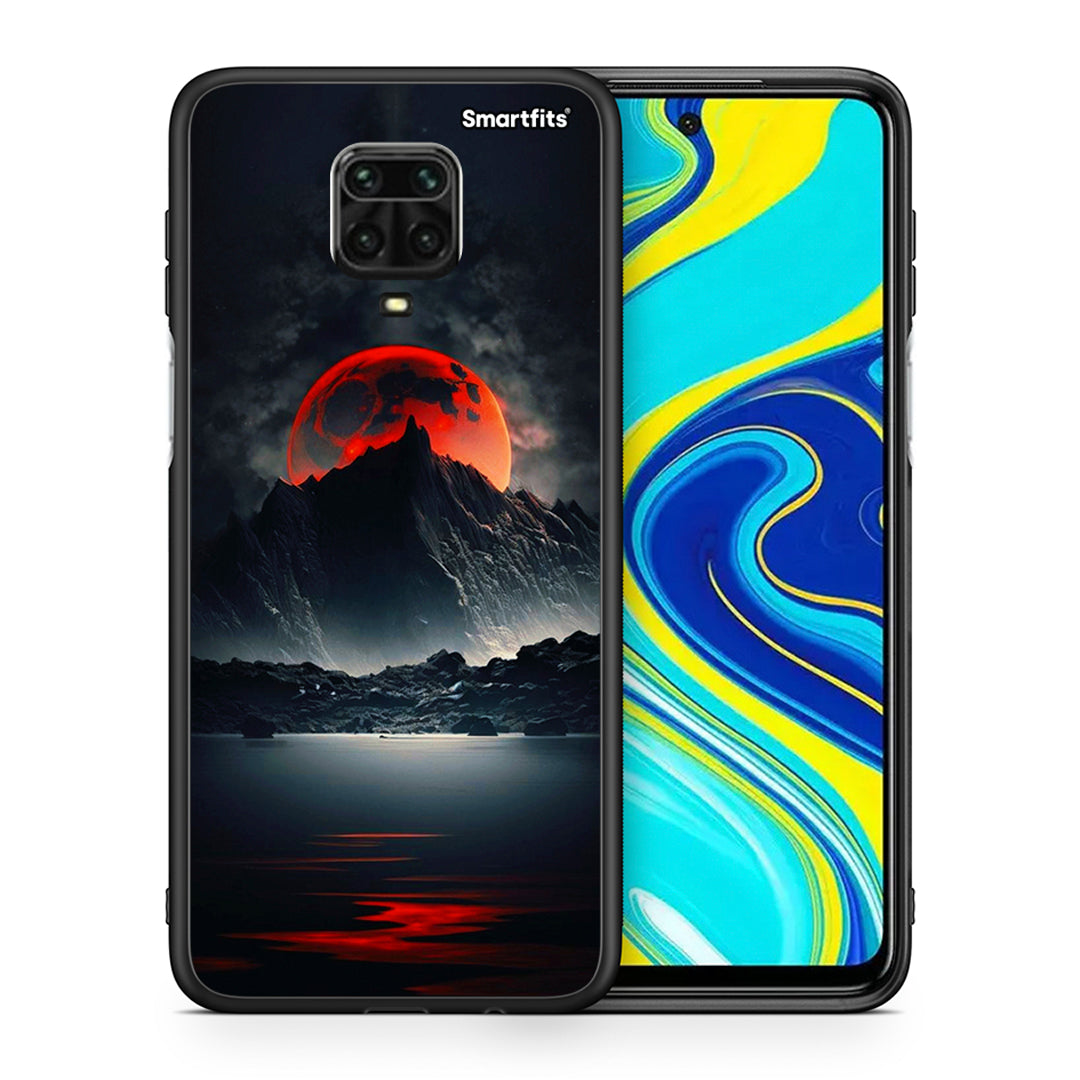 Θήκη Xiaomi Redmi Note 9S / 9 Pro Red Full Moon από τη Smartfits με σχέδιο στο πίσω μέρος και μαύρο περίβλημα | Xiaomi Redmi Note 9S / 9 Pro Red Full Moon case with colorful back and black bezels