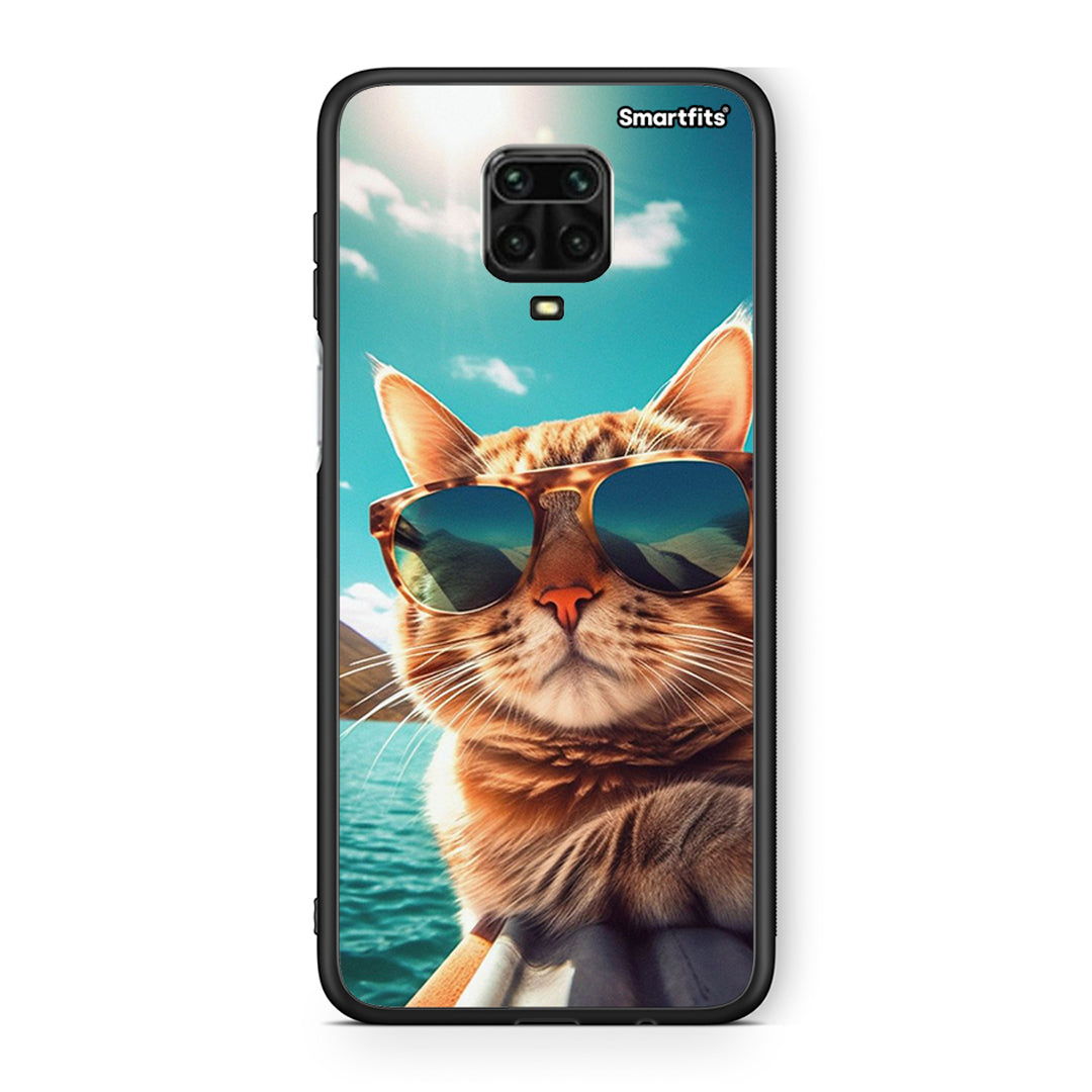 Xiaomi Redmi Note 9S / 9 Pro Summer Cat θήκη από τη Smartfits με σχέδιο στο πίσω μέρος και μαύρο περίβλημα | Smartphone case with colorful back and black bezels by Smartfits