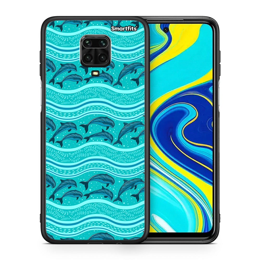 Θήκη Xiaomi Redmi Note 9S / 9 Pro Swimming Dolphins από τη Smartfits με σχέδιο στο πίσω μέρος και μαύρο περίβλημα | Xiaomi Redmi Note 9S / 9 Pro Swimming Dolphins case with colorful back and black bezels