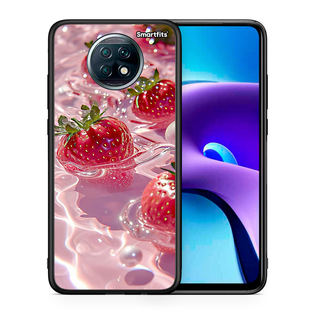 Θήκη Xiaomi Redmi Note 9T Juicy Strawberries από τη Smartfits με σχέδιο στο πίσω μέρος και μαύρο περίβλημα | Xiaomi Redmi Note 9T Juicy Strawberries case with colorful back and black bezels