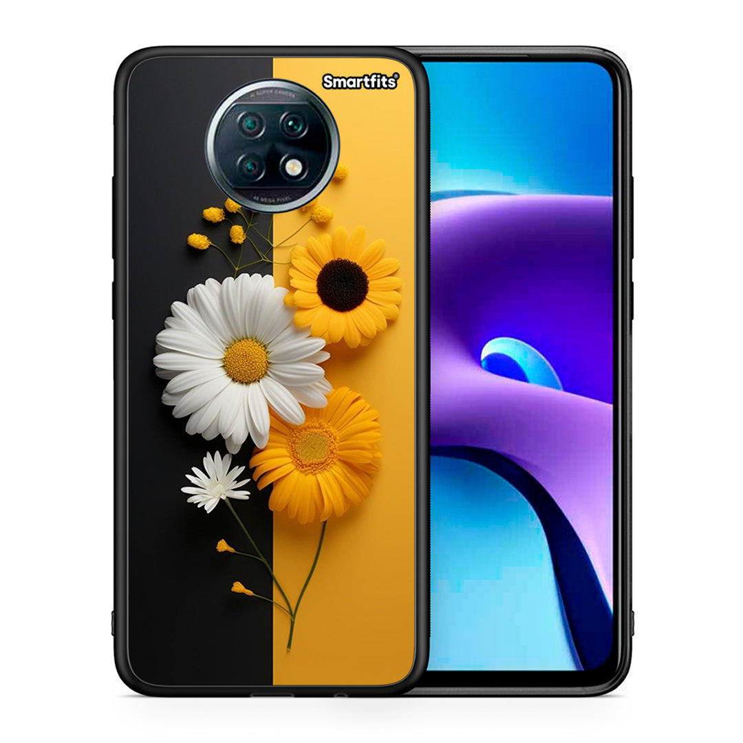 Θήκη Xiaomi Redmi Note 9T Yellow Daisies από τη Smartfits με σχέδιο στο πίσω μέρος και μαύρο περίβλημα | Xiaomi Redmi Note 9T Yellow Daisies case with colorful back and black bezels