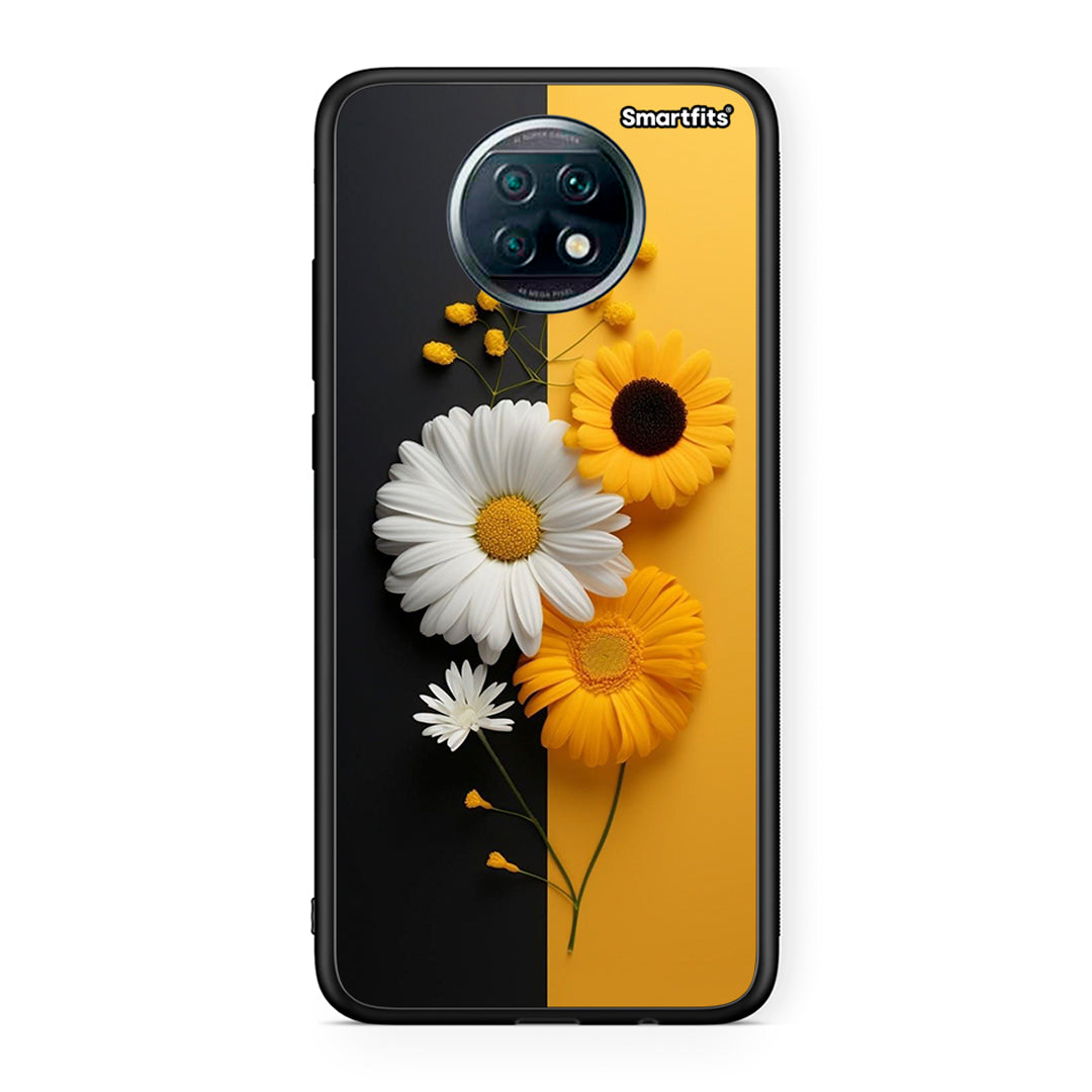 Xiaomi Redmi Note 9T Yellow Daisies θήκη από τη Smartfits με σχέδιο στο πίσω μέρος και μαύρο περίβλημα | Smartphone case with colorful back and black bezels by Smartfits