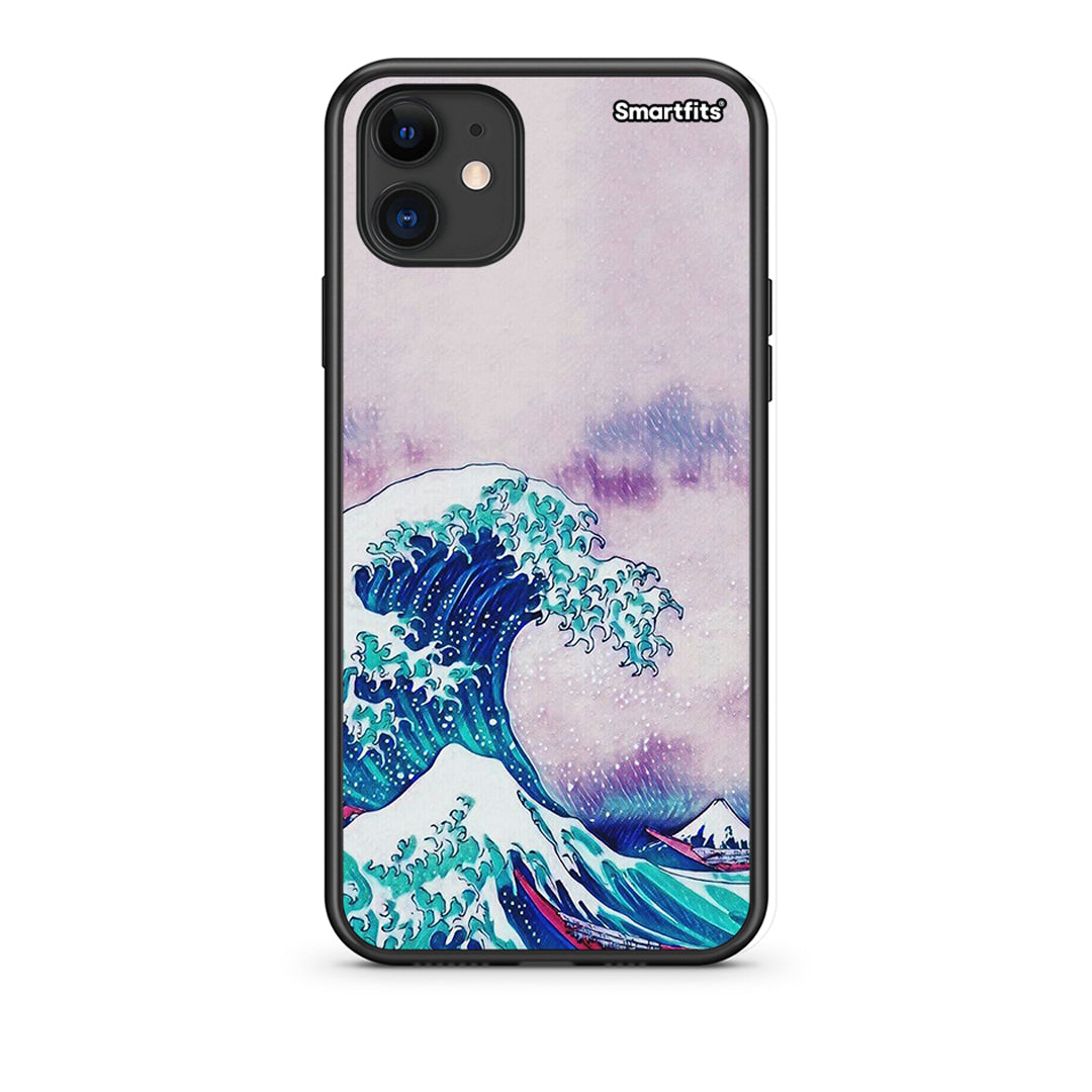 iPhone 11 Blue Waves Θήκη από τη Smartfits με σχέδιο στο πίσω μέρος και μαύρο περίβλημα | Smartphone case with colorful back and black bezels by Smartfits