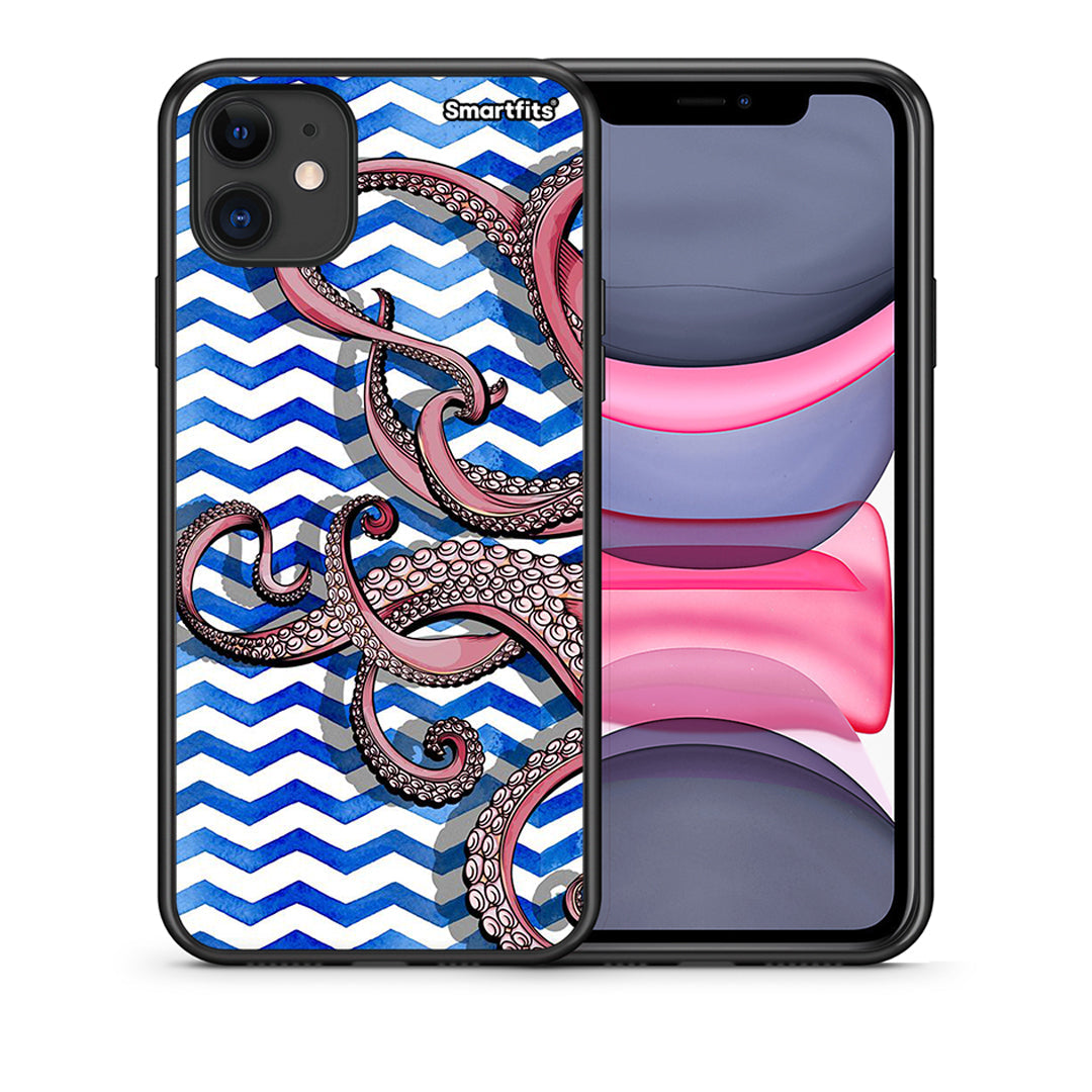 Θήκη iPhone 11 Chevron Devilfish από τη Smartfits με σχέδιο στο πίσω μέρος και μαύρο περίβλημα | iPhone 11 Chevron Devilfish case with colorful back and black bezels