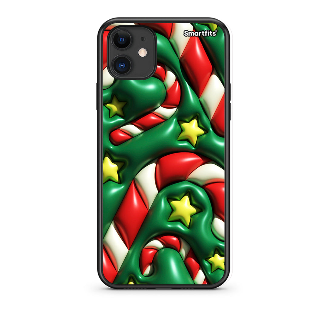 iPhone 11 Christmas Bubbles Θήκη από τη Smartfits με σχέδιο στο πίσω μέρος και μαύρο περίβλημα | Smartphone case with colorful back and black bezels by Smartfits