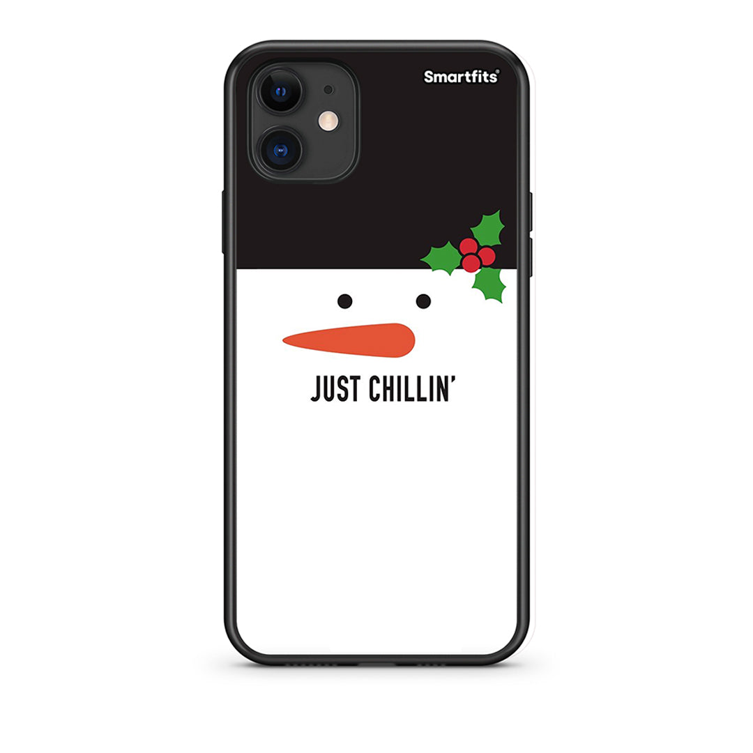 iPhone 11 Christmas Chillin Θήκη από τη Smartfits με σχέδιο στο πίσω μέρος και μαύρο περίβλημα | Smartphone case with colorful back and black bezels by Smartfits