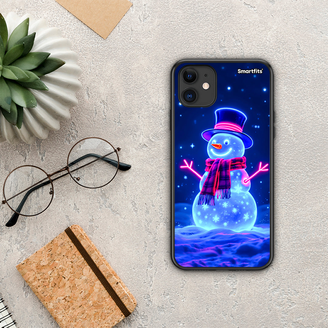 Christmas Neon Snowman - iPhone 11 θήκη