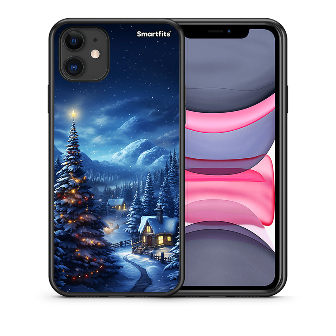 Θήκη iPhone 11 Christmas Scenery από τη Smartfits με σχέδιο στο πίσω μέρος και μαύρο περίβλημα | iPhone 11 Christmas Scenery case with colorful back and black bezels