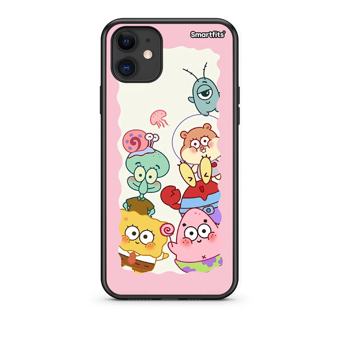 iPhone 11 Cute Companion Θήκη από τη Smartfits με σχέδιο στο πίσω μέρος και μαύρο περίβλημα | Smartphone case with colorful back and black bezels by Smartfits