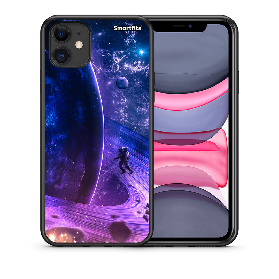 Θήκη iPhone 11 Lost Astronaut από τη Smartfits με σχέδιο στο πίσω μέρος και μαύρο περίβλημα | iPhone 11 Lost Astronaut case with colorful back and black bezels