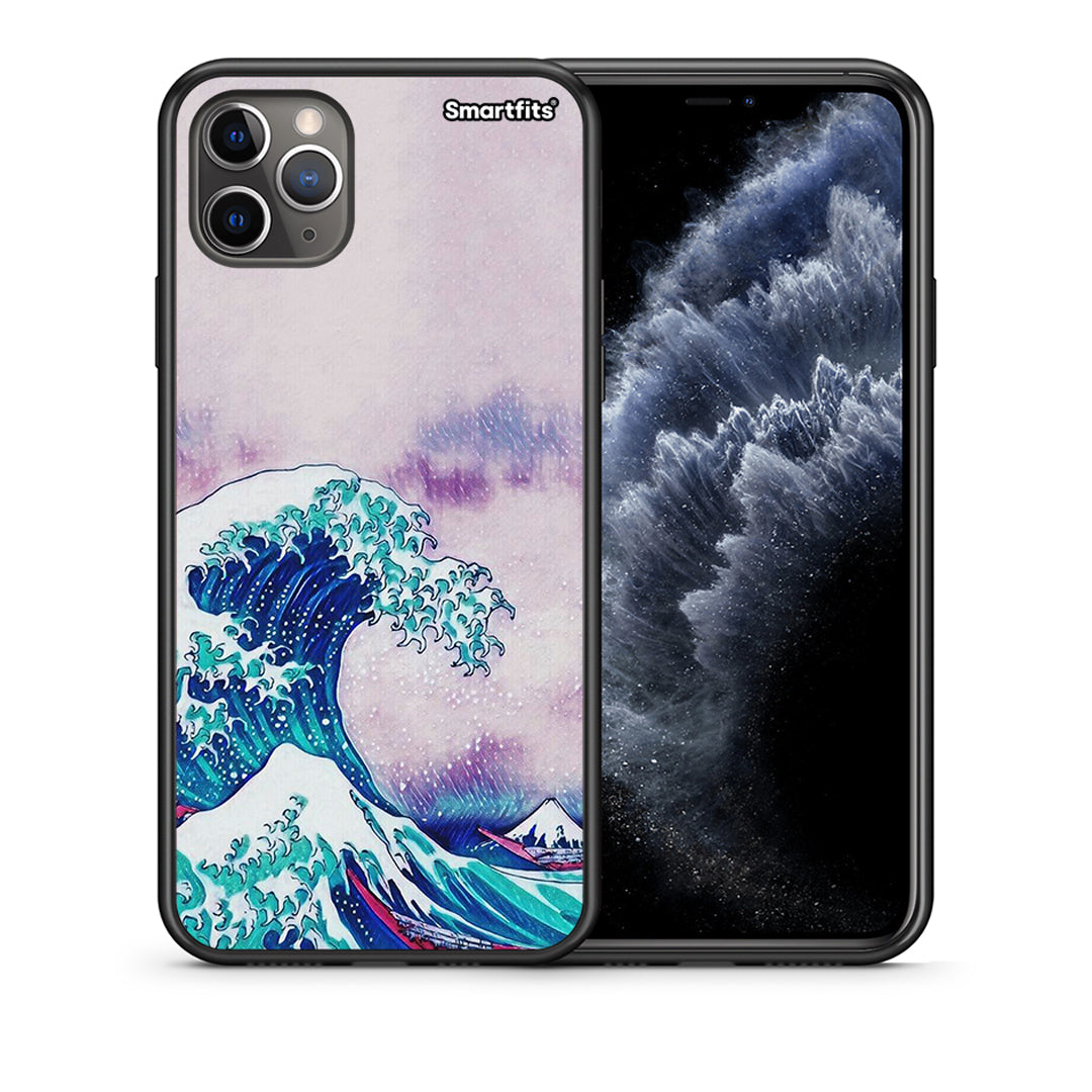 Θήκη iPhone 11 Pro Max Blue Waves από τη Smartfits με σχέδιο στο πίσω μέρος και μαύρο περίβλημα | iPhone 11 Pro Max Blue Waves case with colorful back and black bezels