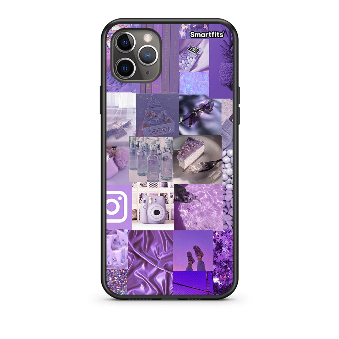 iPhone 11 Pro Purple Aesthetic Collage Θήκη από τη Smartfits με σχέδιο στο πίσω μέρος και μαύρο περίβλημα | Smartphone case with colorful back and black bezels by Smartfits