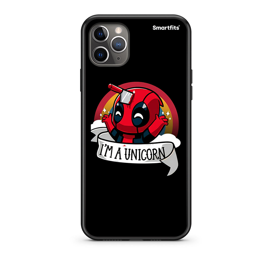 iPhone 11 Pro Max Unicorn Deadpool Θήκη από τη Smartfits με σχέδιο στο πίσω μέρος και μαύρο περίβλημα | Smartphone case with colorful back and black bezels by Smartfits