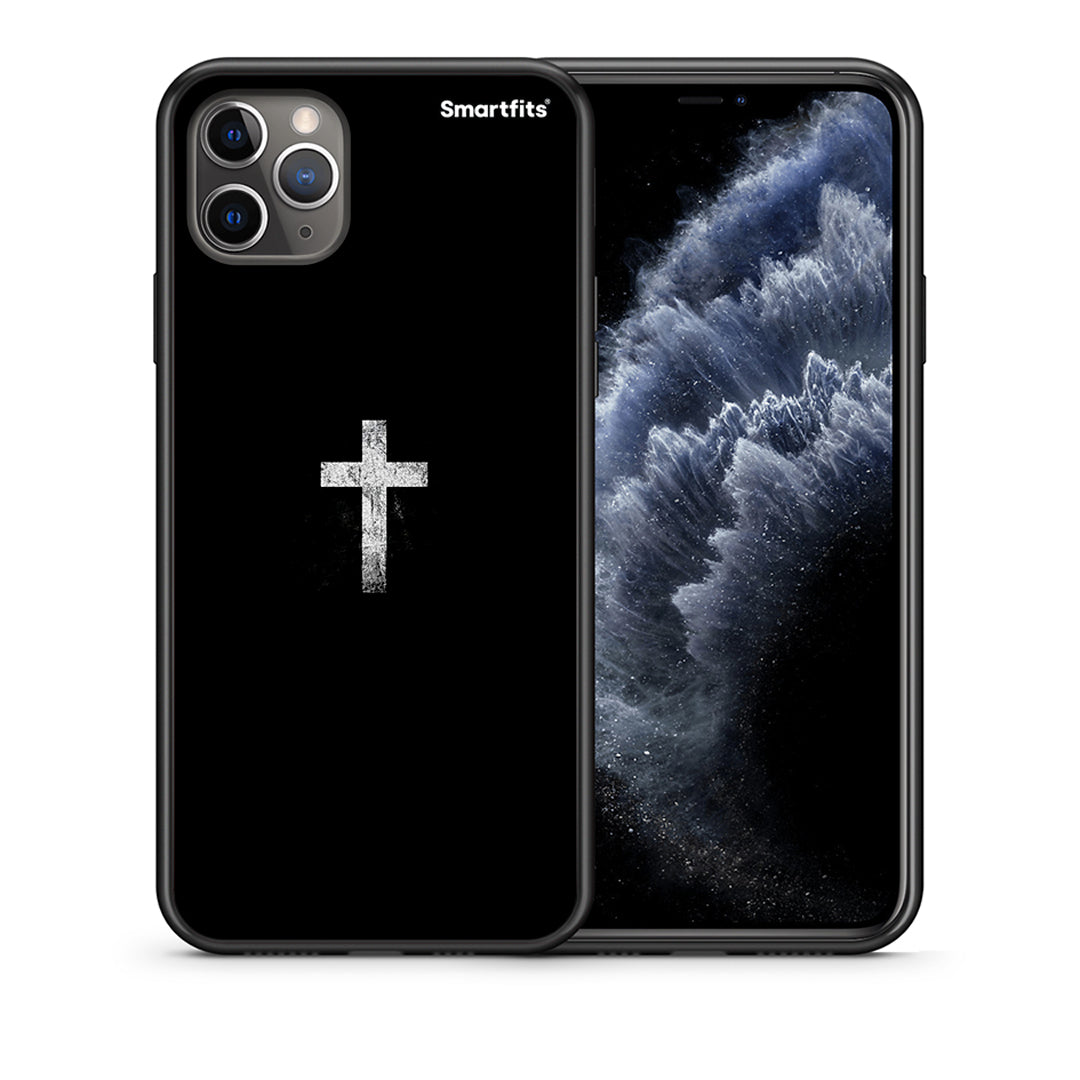 Θήκη iPhone 11 Pro White Cross από τη Smartfits με σχέδιο στο πίσω μέρος και μαύρο περίβλημα | iPhone 11 Pro White Cross case with colorful back and black bezels