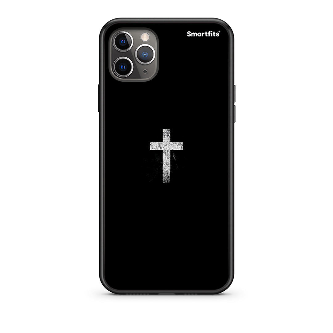 iPhone 11 Pro White Cross Θήκη από τη Smartfits με σχέδιο στο πίσω μέρος και μαύρο περίβλημα | Smartphone case with colorful back and black bezels by Smartfits