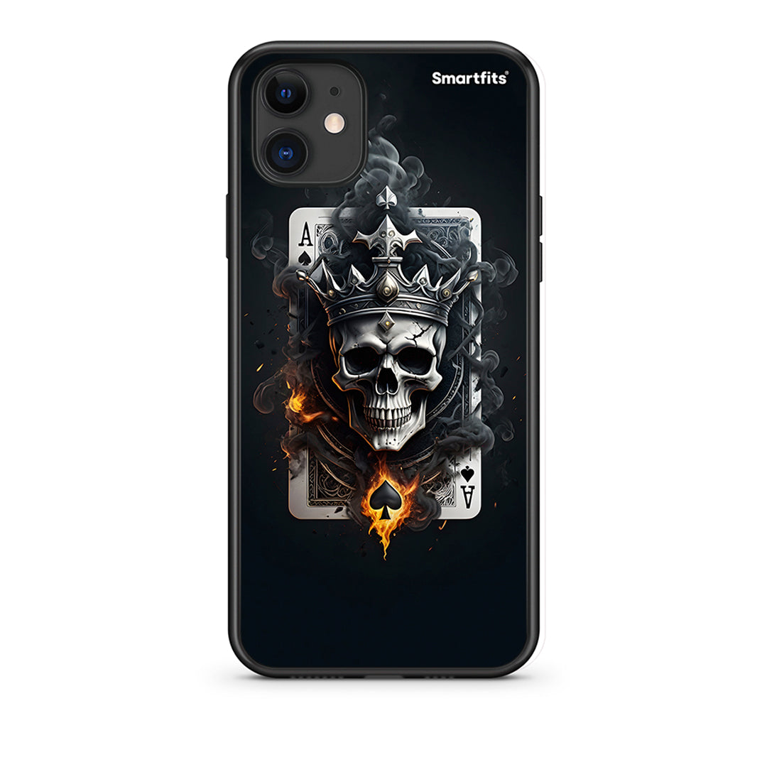 iPhone 11 Skull King Ace Θήκη από τη Smartfits με σχέδιο στο πίσω μέρος και μαύρο περίβλημα | Smartphone case with colorful back and black bezels by Smartfits