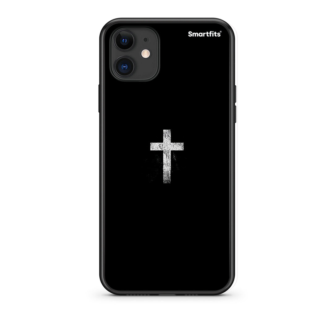 iPhone 11 White Cross Θήκη από τη Smartfits με σχέδιο στο πίσω μέρος και μαύρο περίβλημα | Smartphone case with colorful back and black bezels by Smartfits