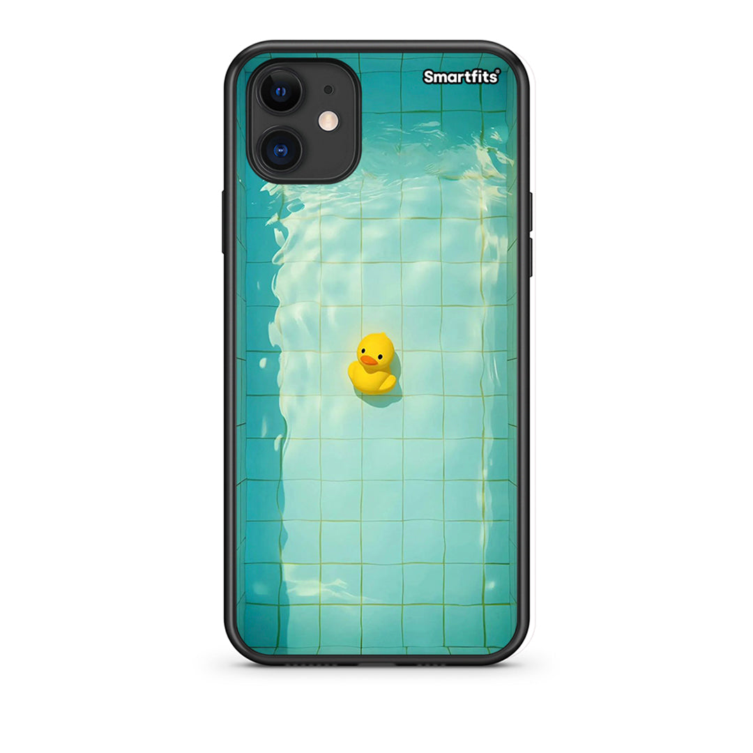 iPhone 11 Yellow Duck Θήκη από τη Smartfits με σχέδιο στο πίσω μέρος και μαύρο περίβλημα | Smartphone case with colorful back and black bezels by Smartfits