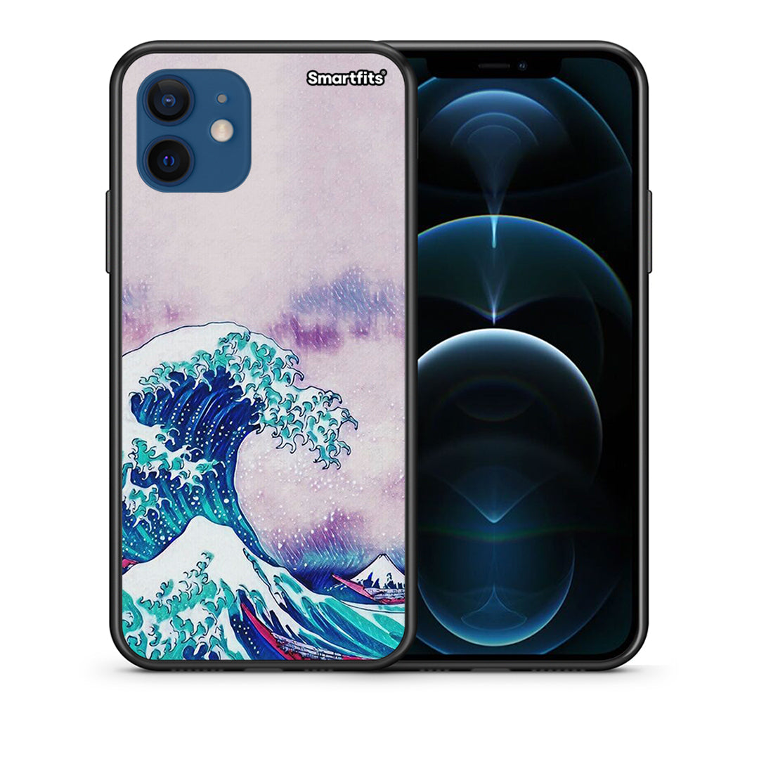 Θήκη iPhone 12 Pro Blue Waves από τη Smartfits με σχέδιο στο πίσω μέρος και μαύρο περίβλημα | iPhone 12 Pro Blue Waves case with colorful back and black bezels