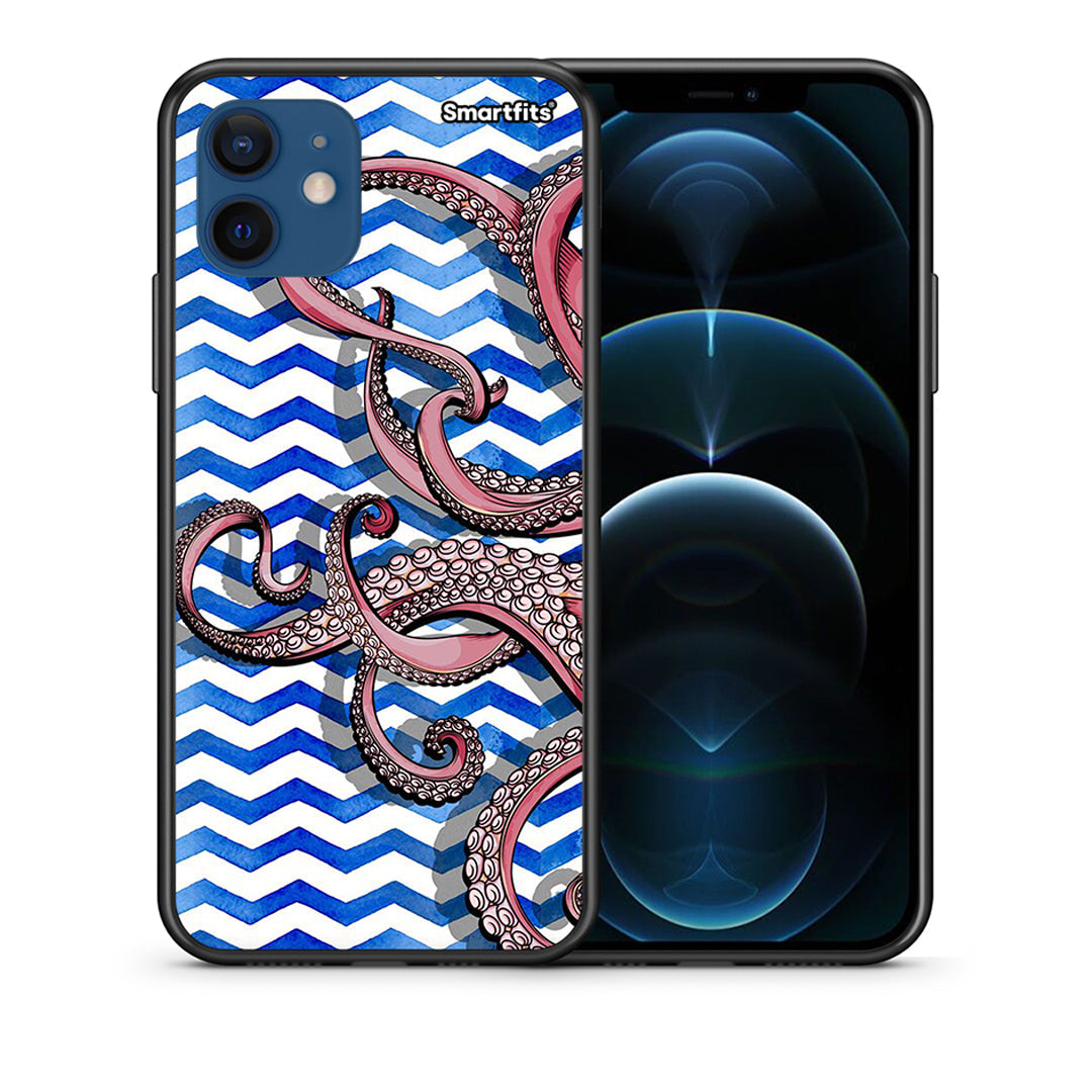 Θήκη iPhone 12 Chevron Devilfish από τη Smartfits με σχέδιο στο πίσω μέρος και μαύρο περίβλημα | iPhone 12 Chevron Devilfish case with colorful back and black bezels