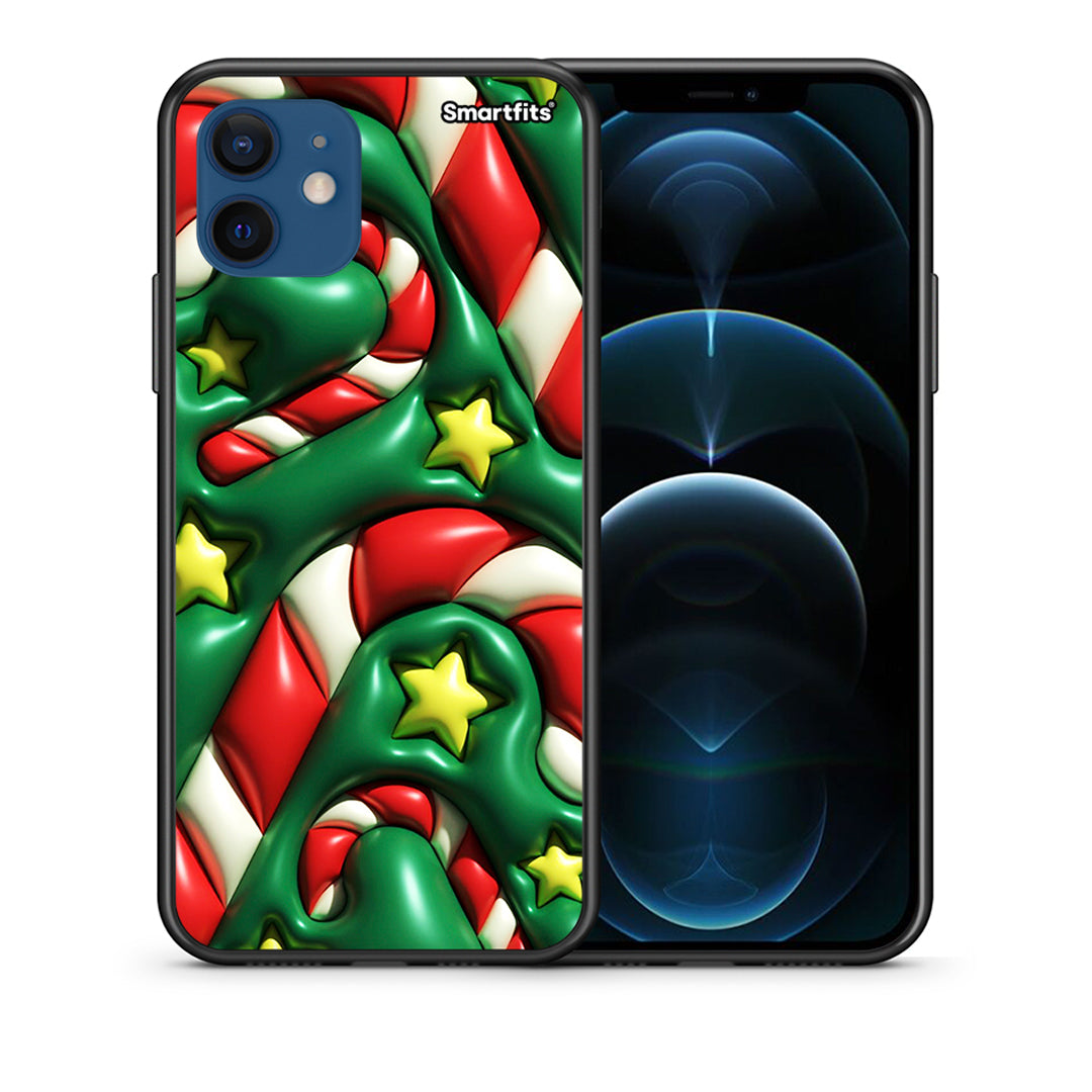 Θήκη iPhone 12 Pro Christmas Bubbles από τη Smartfits με σχέδιο στο πίσω μέρος και μαύρο περίβλημα | iPhone 12 Pro Christmas Bubbles case with colorful back and black bezels