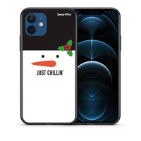 Thumbnail for Θήκη iPhone 12 Christmas Chillin από τη Smartfits με σχέδιο στο πίσω μέρος και μαύρο περίβλημα | iPhone 12 Christmas Chillin case with colorful back and black bezels