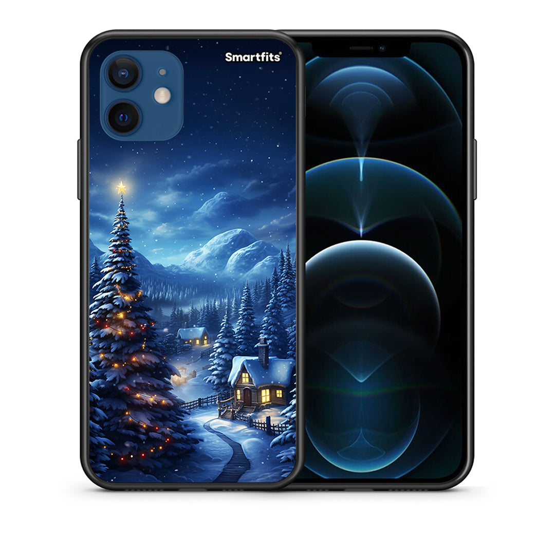 Θήκη iPhone 12 Pro Christmas Scenery από τη Smartfits με σχέδιο στο πίσω μέρος και μαύρο περίβλημα | iPhone 12 Pro Christmas Scenery case with colorful back and black bezels