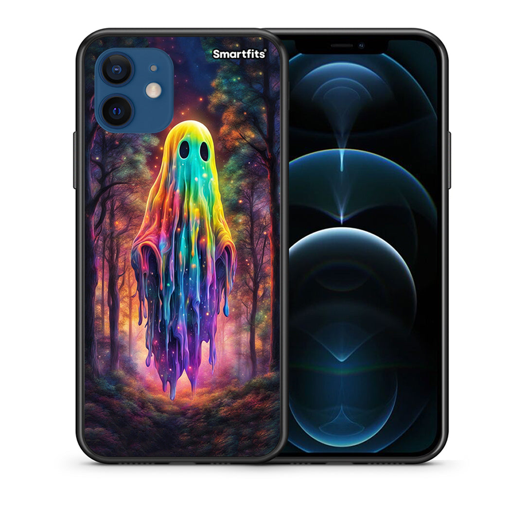 Θήκη iPhone 12 Pro Halloween Ghost από τη Smartfits με σχέδιο στο πίσω μέρος και μαύρο περίβλημα | iPhone 12 Pro Halloween Ghost case with colorful back and black bezels